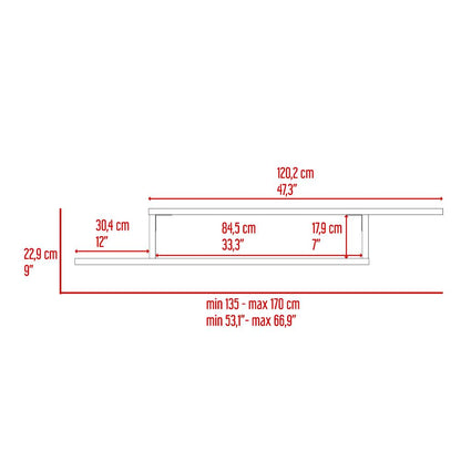 Mesa Para Tv Flotante Dilix, Macadamia y Carbón, con superficie para objetos decorativos