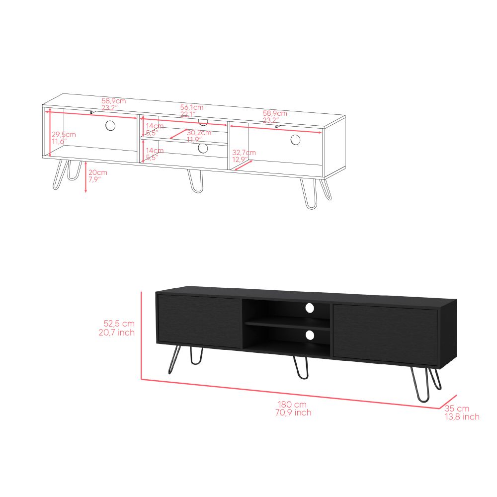 Mesa Para Tv Lara, Wengue, Para Televisor de 70 Pulgadas