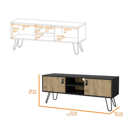 Mesa para TV Huna, Macadamia y Wengue, capacidad para TV de 50''