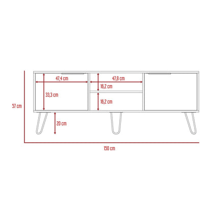 Mesa de Tv Ali, Café Claro y Wengue, para Tv de 65 Pulgadas - VIRTUAL MUEBLES