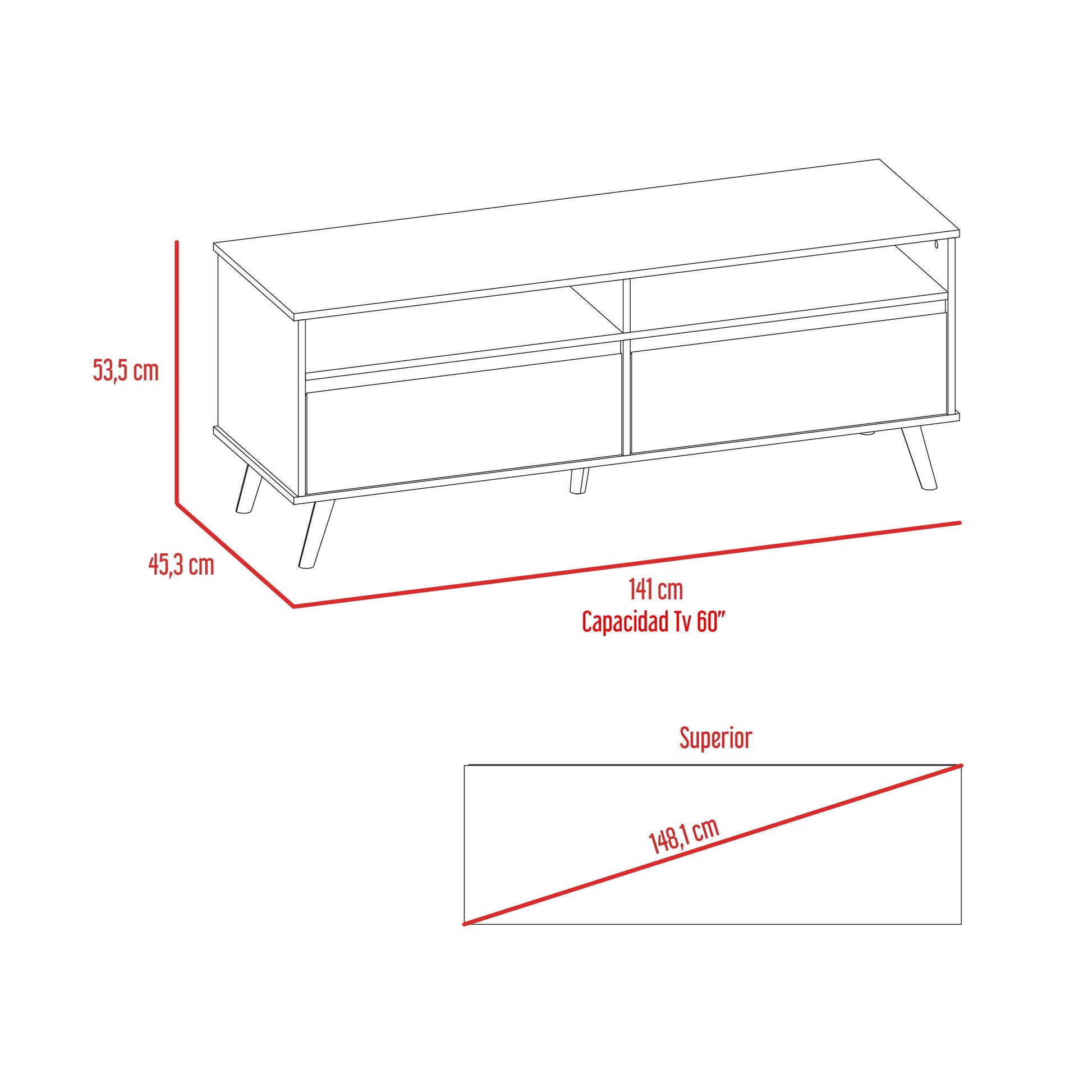 Mesa Para Tv Sevilla color Avellana Y Blanco Para Sala.