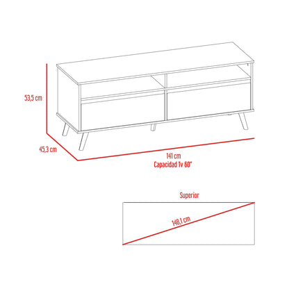 Mesa Para Tv Sevilla color Avellana Y Blanco Para Sala.