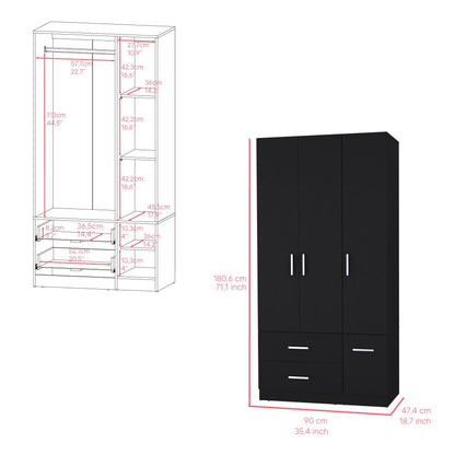 Closet Cebres, Wengue, con cuatro puertas y dos cajones