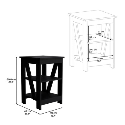 Mesa Auxiliar Baylot, Wengue, con espacios para colocar objetos decorativos