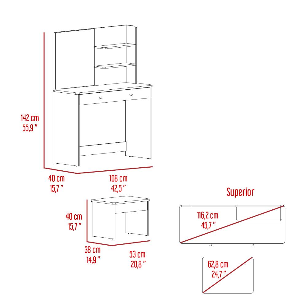 Mueble Tocador Rouse, Blanco Marquez, espacio para ubicar Maquillaje