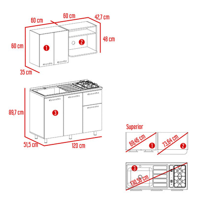 Cocina Integral  Piret, Blanco Duqueza y Milan, Incluye Mesón Izquierdo Socoda