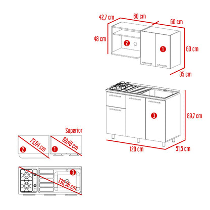 Cocina Integral Piret, Blanco Duqueza y Milan, Incluye Mesón Derecho Socoda