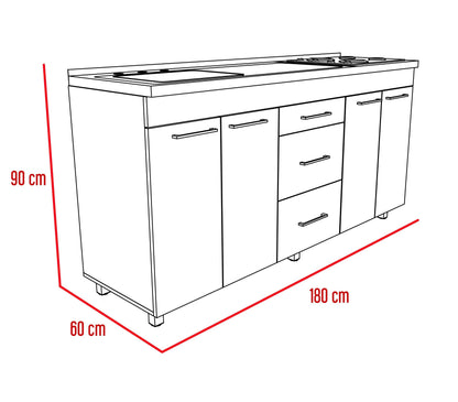 Gabinete Inferior Goya color Castaño y Blanco para Cocina.