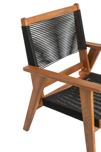 Set de 2 Sillas Plegable de Madera para Exterior Lomy, Negro, con Brazos, vista posterior