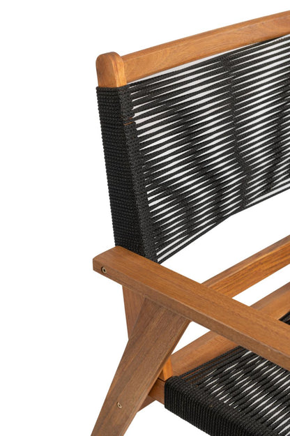 Set de 2 Sillas Plegable de Madera para Exterior Lomy, Negro, con Brazos, detalle