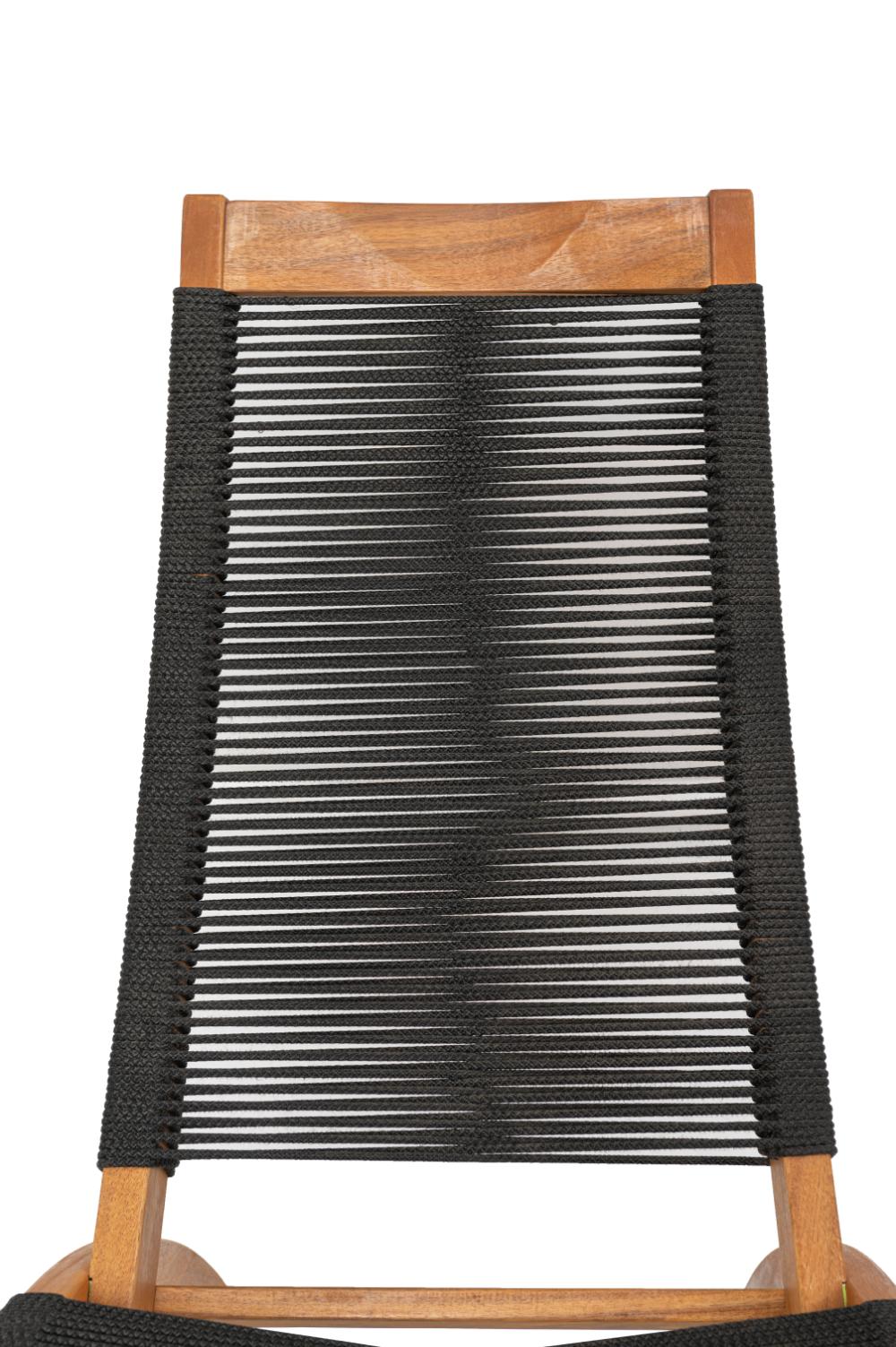 Silla plegable Lomy en madera de acacia con cuerdas negro y beige - medidas