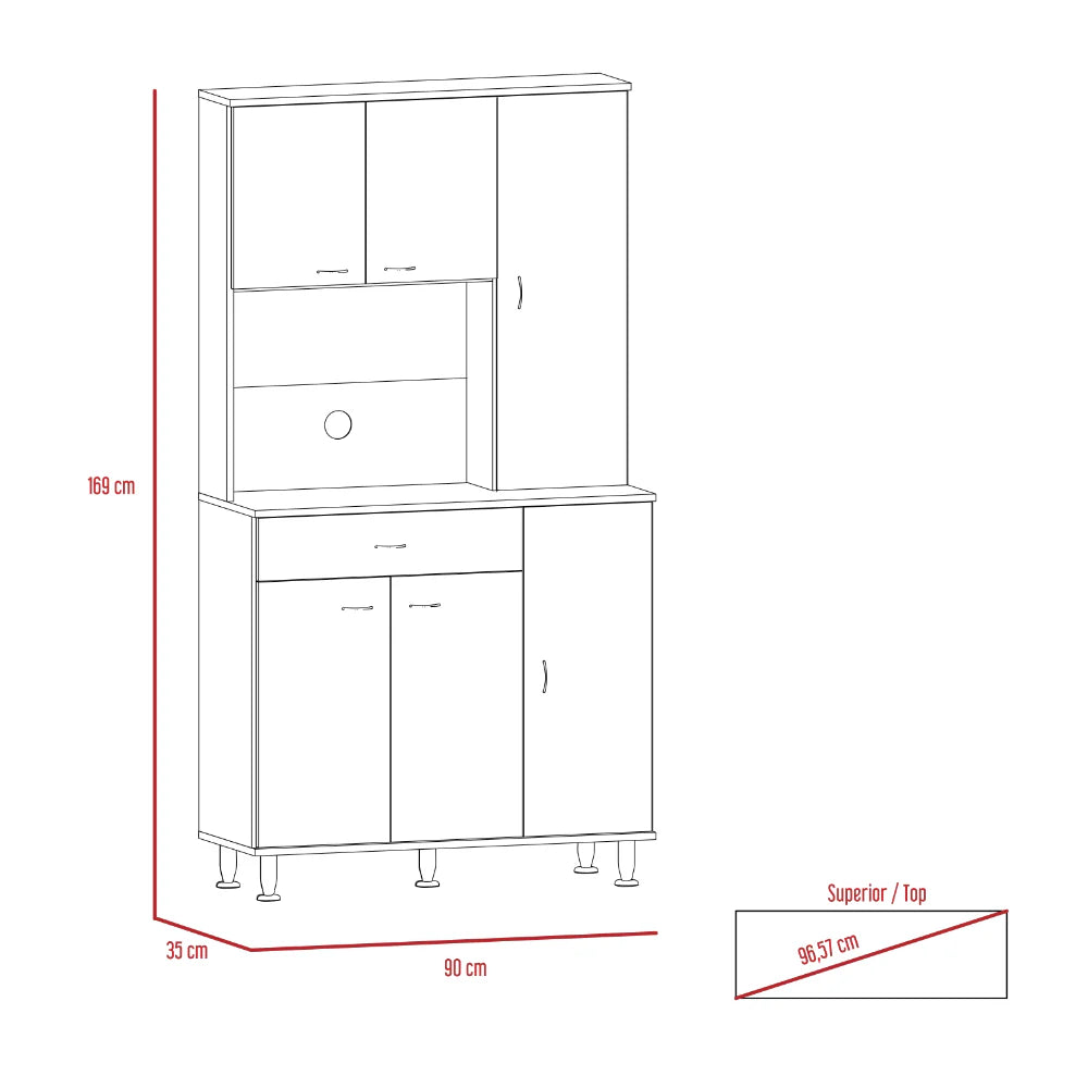 Mueble Alacena Della 90 RTA Blanco Wengue