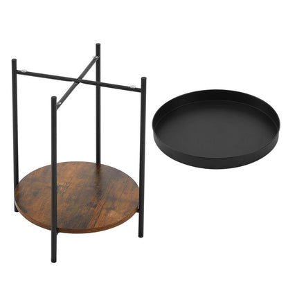 Mesa Auxiliar Tree, Negro y Roble, Ideal para Espacios Reducidos, detalle interior