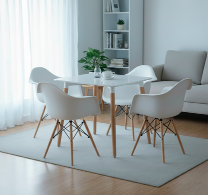 Juego de Comedor Noa · 4 Sillas · Blanco