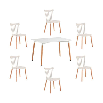 Juego de Comedor Velasca · 6 Sillas · Blanco y Café Claro