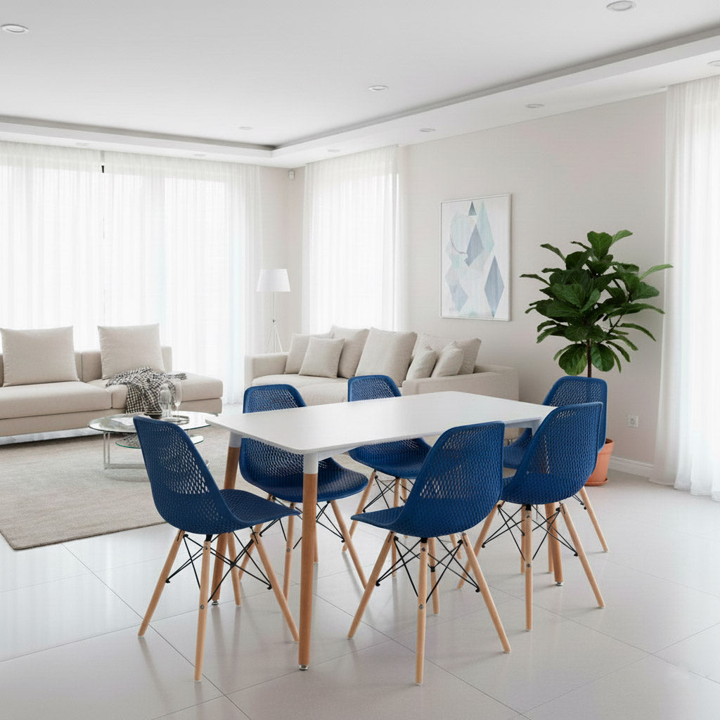 Juego de Comedor Broxy · 6 Sillas · Azul