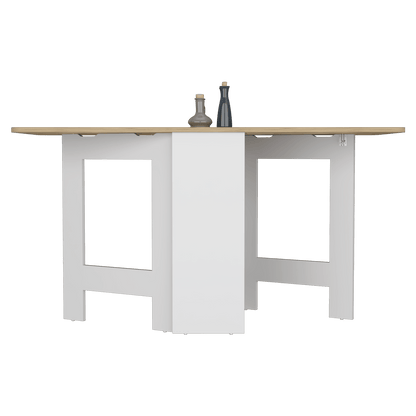 Mesa Auxiliar de Cocina Plegable Merida, Blanco y Macadamia, con Amplia Superficie - VIRTUAL MUEBLES