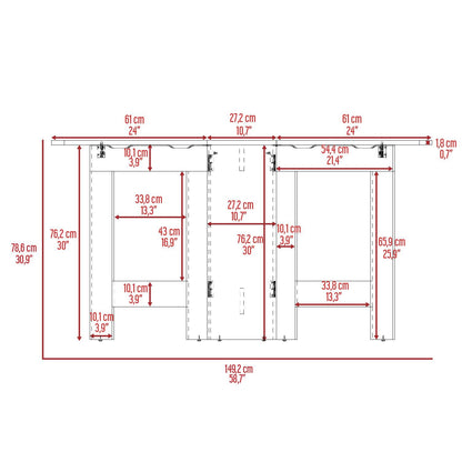 Mesa Auxiliar de Cocina Plegable Merida, Blanco y Macadamia, con Amplia Superficie - VIRTUAL MUEBLES