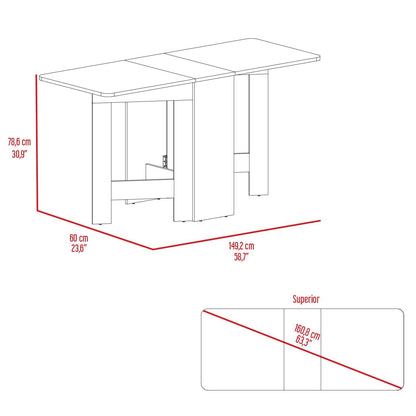 Mesa Auxiliar de Cocina Plegable Merida, Blanco y Macadamia, con Amplia Superficie - VIRTUAL MUEBLES