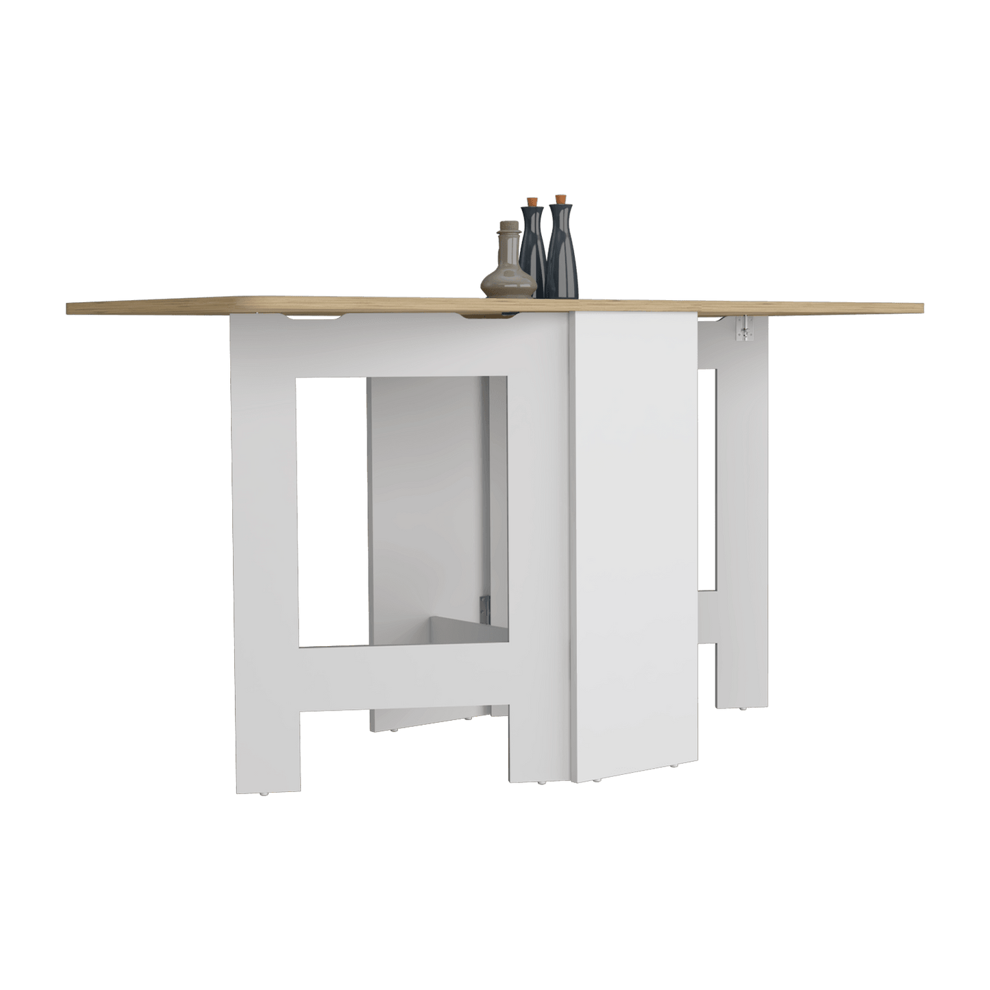 Mesa Auxiliar de Cocina Plegable Merida, Blanco y Macadamia, con Amplia Superficie - VIRTUAL MUEBLES