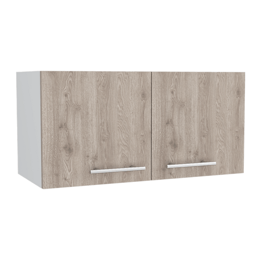 Mueble Sobre Campana Shope color Beige y Blanco para Cocina.