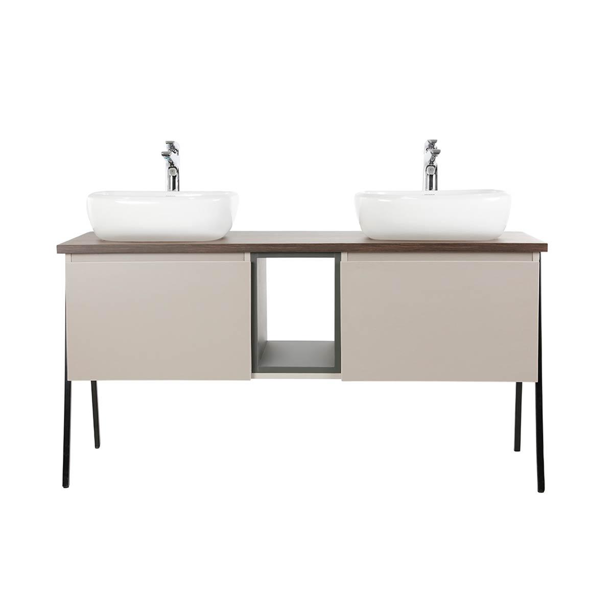 Mueble Lavamanos Rahim color Chocolate y Cocoa para Baño.