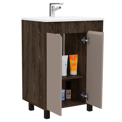 Mueble Lavamanos Meka color Cognac y Cocoa para Baño.