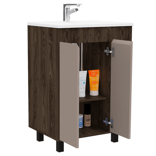 Mueble Lavamanos Meka color Cognac y Cocoa para Baño.