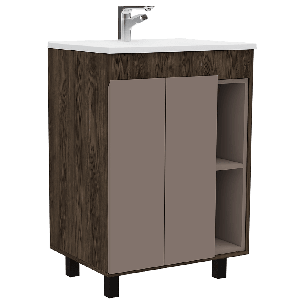 Mueble Lavamanos Meka color Cognac y Cocoa para Baño.