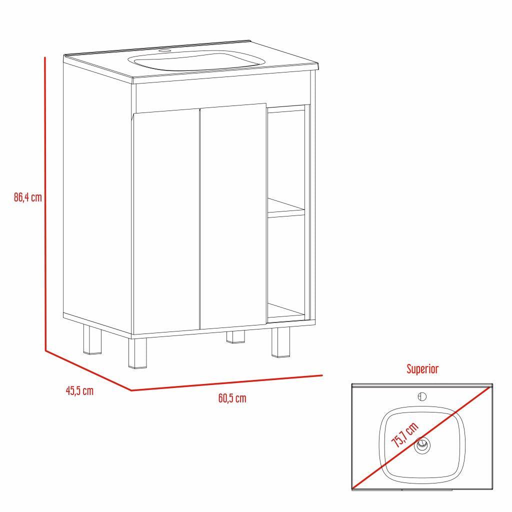 Mueble Lavamanos Meka color Cognac y Cocoa para Baño.