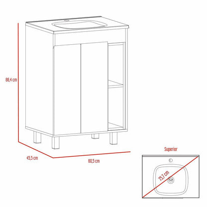 Mueble Lavamanos Meka color Cognac y Cocoa para Baño.