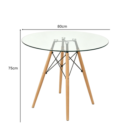 Juego de Comedor Mokah · Mesa de Vidrio + 4 Sillas