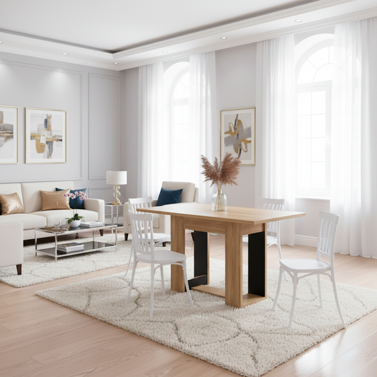 Juego de Comedor Mopry · 4 Sillas · Blanco