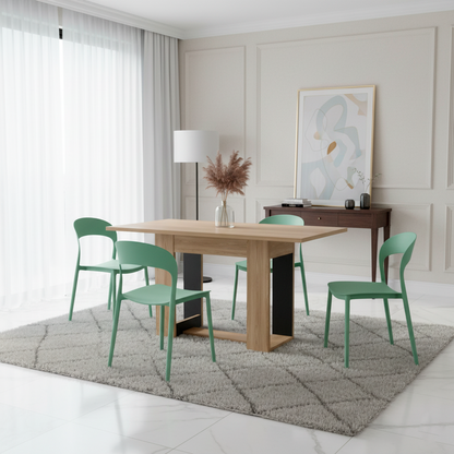 Juego de Comedor Alix · 4 Sillas · Verde Oliva
