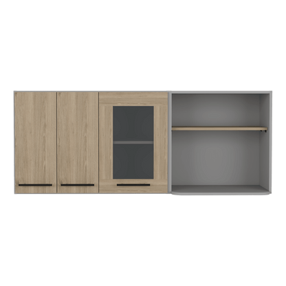 Gabinete Superior Kazán, Beige y Gris, con Gran Capacidad de Almacenamiento - VIRTUAL MUEBLES