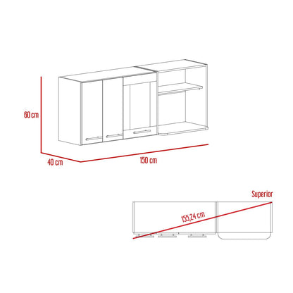 Gabinete Superior Kazán, Beige y Gris, con Gran Capacidad de Almacenamiento - VIRTUAL MUEBLES