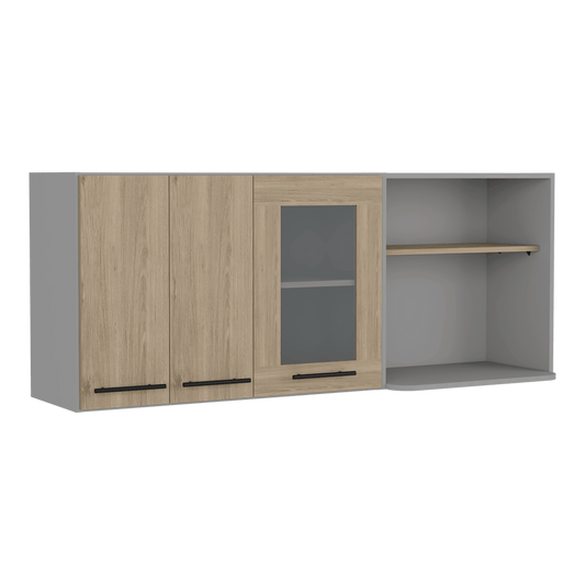 Gabinete Superior Kazán, Beige y Gris, con Gran Capacidad de Almacenamiento - VIRTUAL MUEBLES