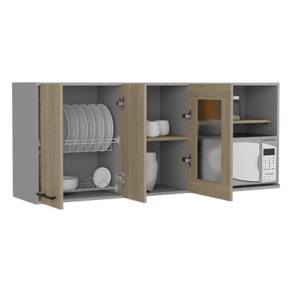 Gabinete Superior Kazán, Beige y Gris, con Gran Capacidad de Almacenamiento - VIRTUAL MUEBLES