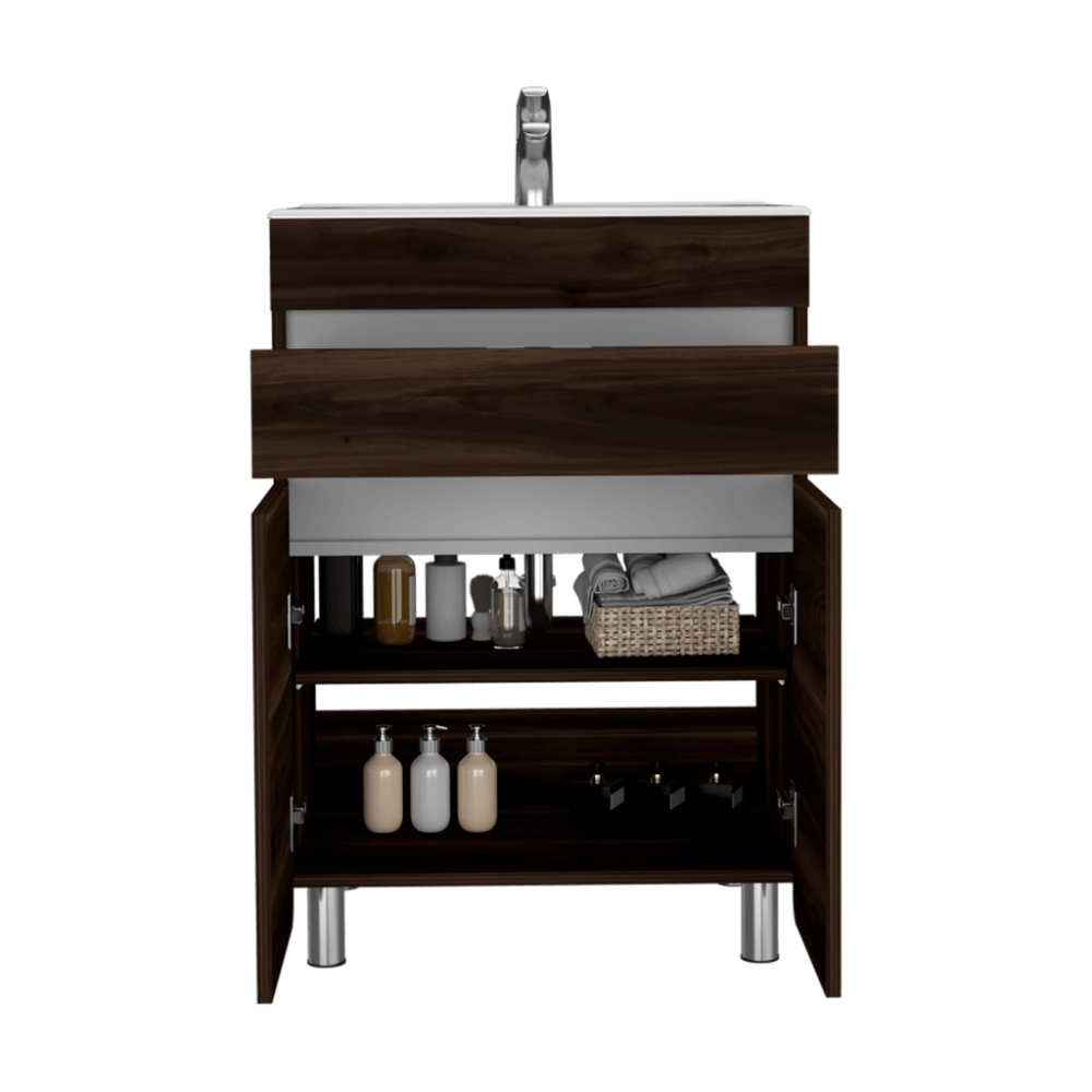 Mueble Lavamanos Aluvy color Caoba y Gris para Baño.