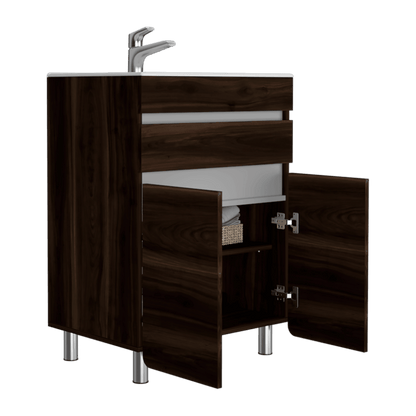 Mueble Lavamanos Aluvy color Caoba y Gris para Baño.