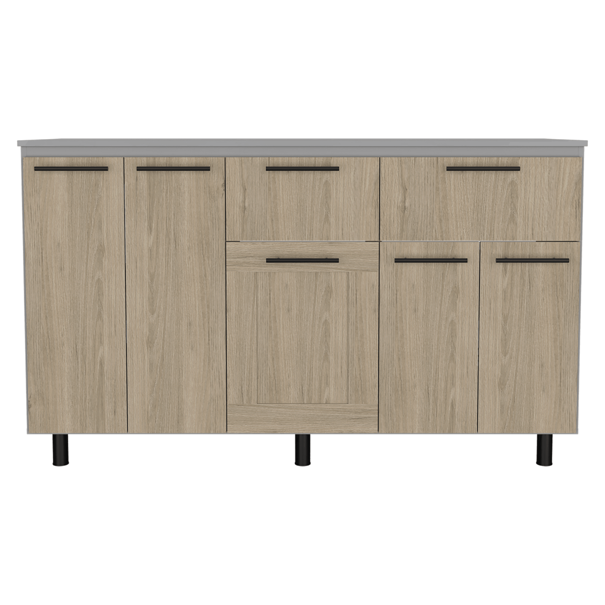 Gabinete Inferior Kazán, Beige y Gris, con Gran Capacidad de Almacenamiento - VIRTUAL MUEBLES