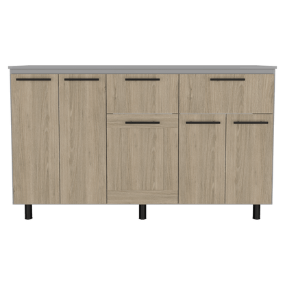 Gabinete Inferior Kazán, Beige y Gris, con Gran Capacidad de Almacenamiento - VIRTUAL MUEBLES