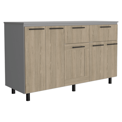 Gabinete Inferior Kazán, Beige y Gris, con Gran Capacidad de Almacenamiento - VIRTUAL MUEBLES