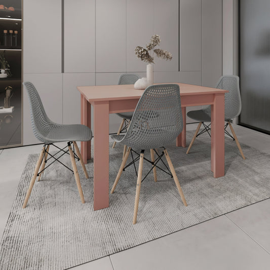 Juego de Comedor Zenda · 4 Sillas · Gris