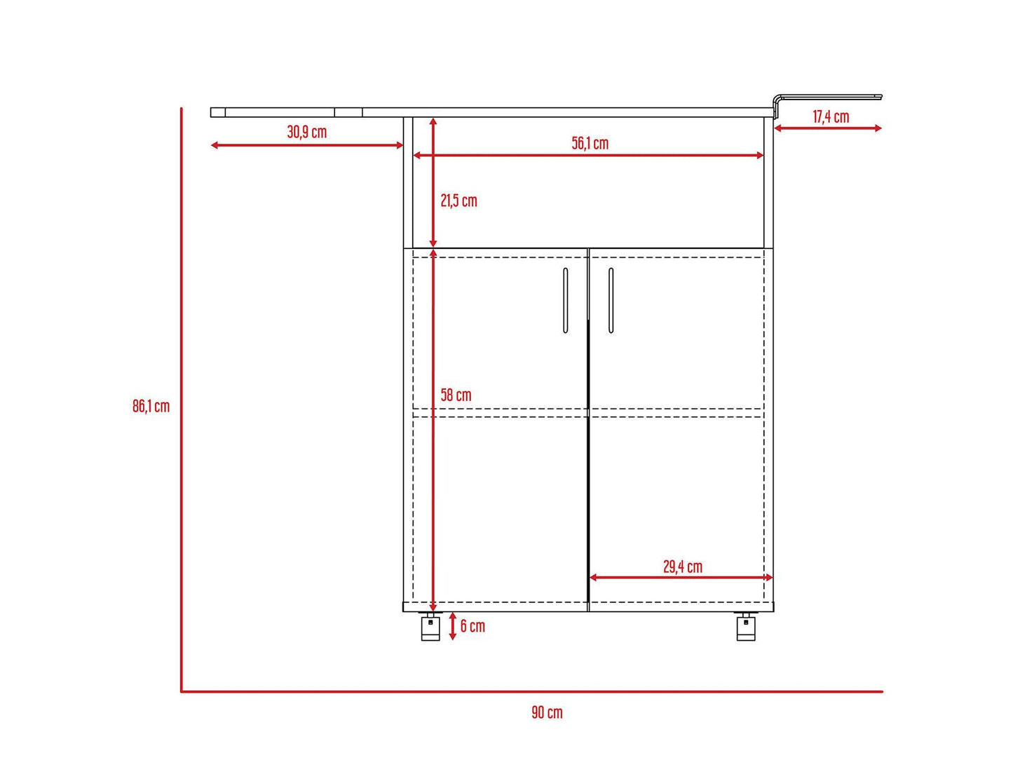 Mesa para Planchar Zendaya color Blanco para Habitación.