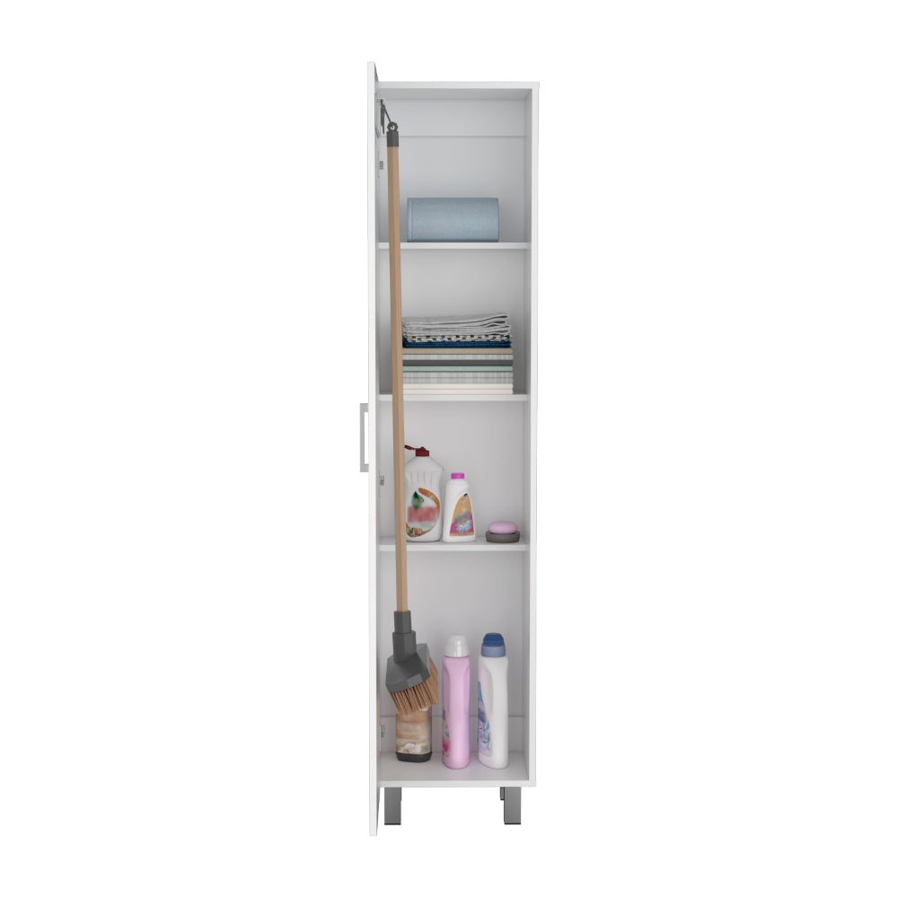 Mueble de Aseo Vinto, Blanco, con colgador de escobas