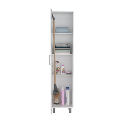 Mueble de Aseo Vinto, Blanco, con colgador de escobas