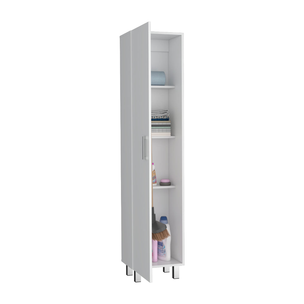 Mueble de Aseo Vinto, Blanco, con colgador de escobas