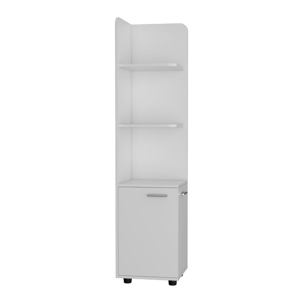 Mueble Esquinero Malibu, Blanco, con dos puertas abatibles y patas metalicas