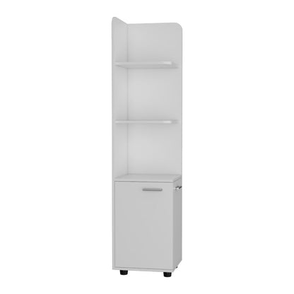 Mueble Esquinero Malibu, Blanco, con dos puertas abatibles y patas metalicas